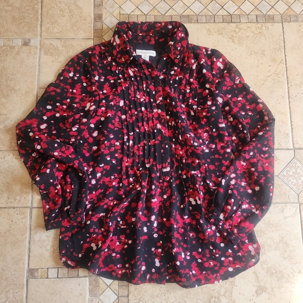 Coldwater Creek Floral Pleated Blouse